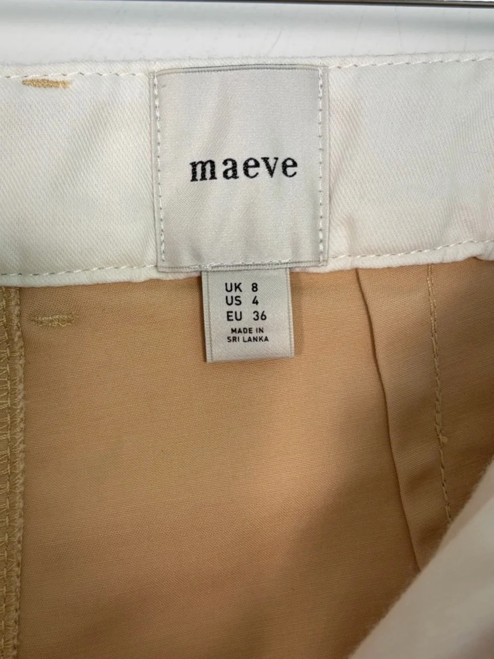 Anthropologie Maeve High Rise Curved Cropped Barrel Leg Chino Pants in Khaki - Picture 10 of 11